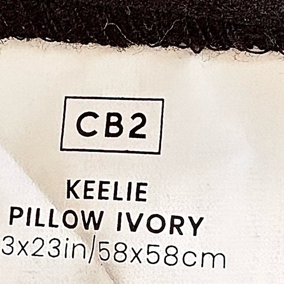 CB2 by Crate & Barrel Keelie Ivory & Black Grid Boho Throw Pillow Cover 23"x23” - Picture 8 of 9